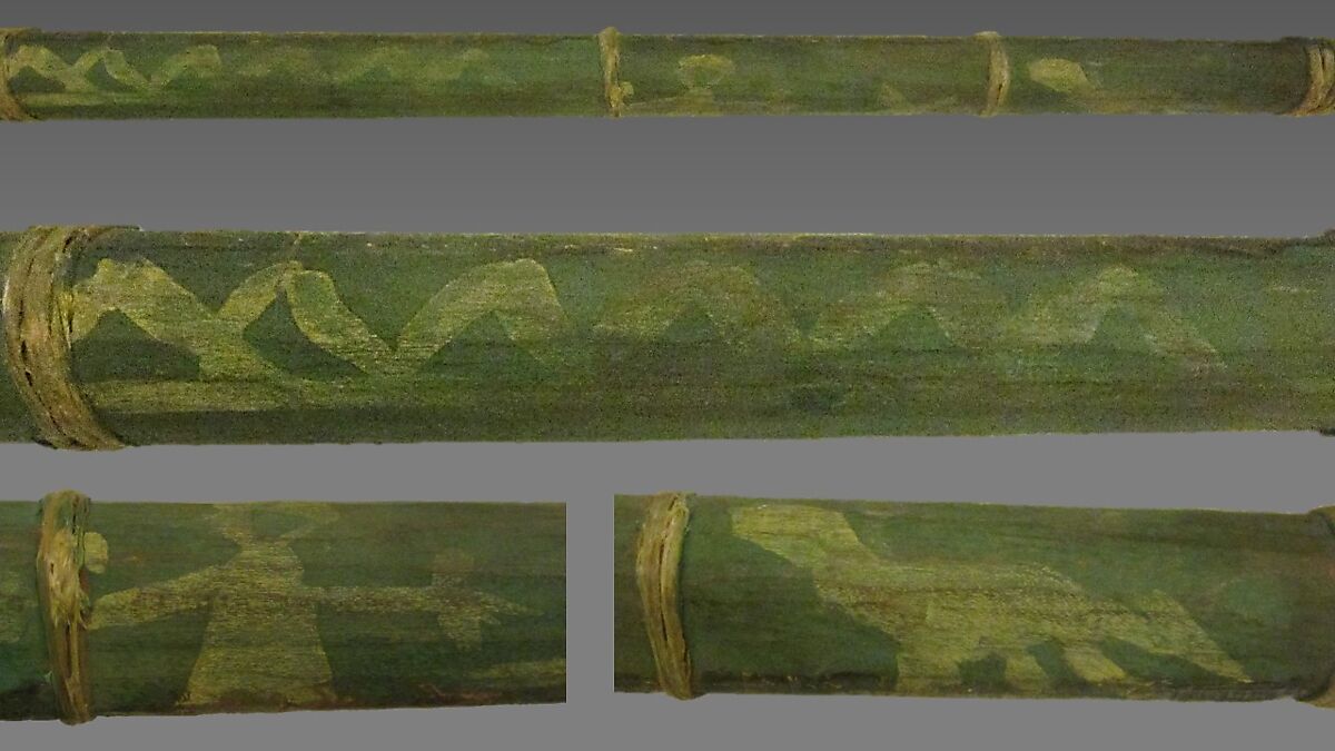 Flute, Wood, polychrome, sinew, Native American (Apache)