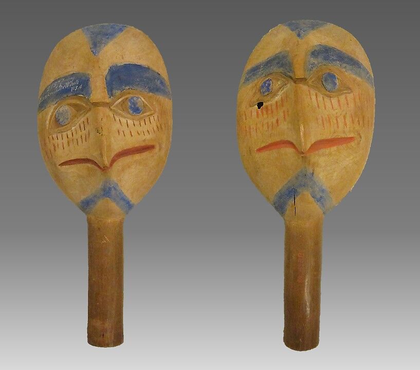 K'el-hitaga'ngo (rattle), wood, paint, pebbles, Native American (Tlingit) 