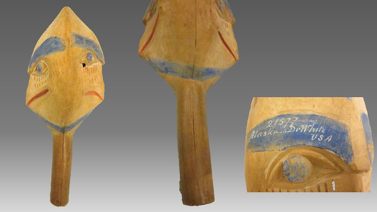 K'el-hitaga'ngo (rattle), wood, paint, pebbles, Native American (Tlingit)