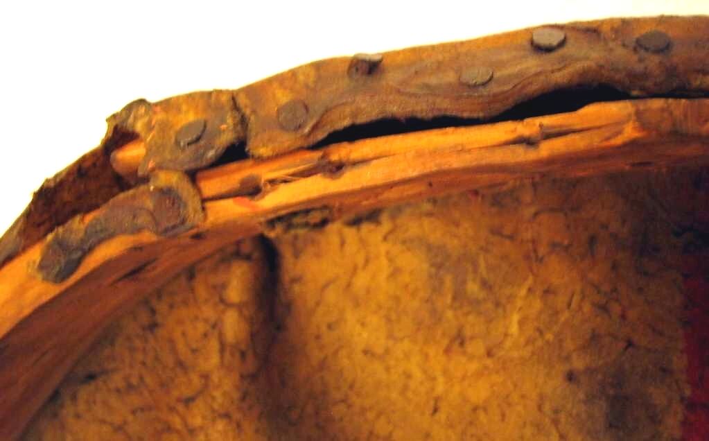 Frame Drum, Cedar (?) wood, buffalo or deerskin, iron nails, cord, Native American (Flathead)