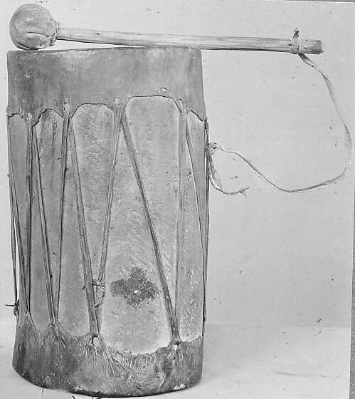 Drum, Wood (aspen?), skin, Native American (Hopi, Moki)