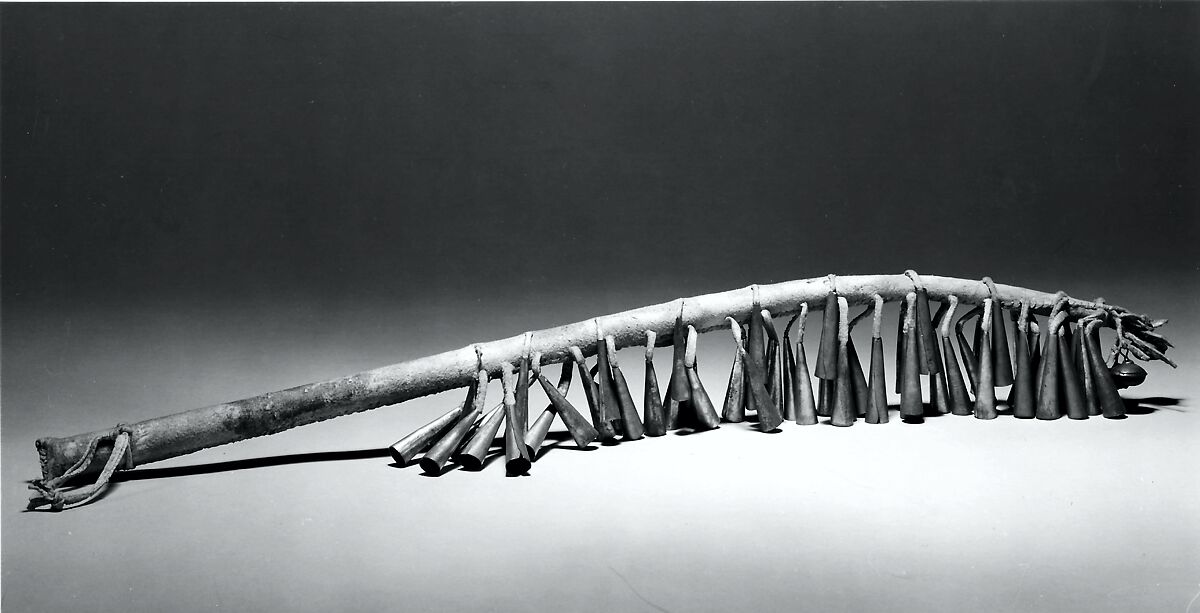 Chegah-Skah-Hdah (dance wand), Wood, metal, leather, Native American (Sioux)