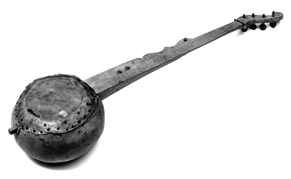 Banjo, William Esperance Boucher, Jr. (Hanover, Germany 1822–1899 Baltimore, Maryland), Wood, gourds, sheepskin, American