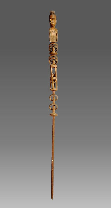 Pipe Tamper with rattling elements, Wood, Native American (Northern Plains)