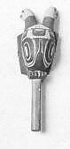 Cecoq (rattle), wood, polychrome, pebbles, Native American (Tlinkit or Haida)
