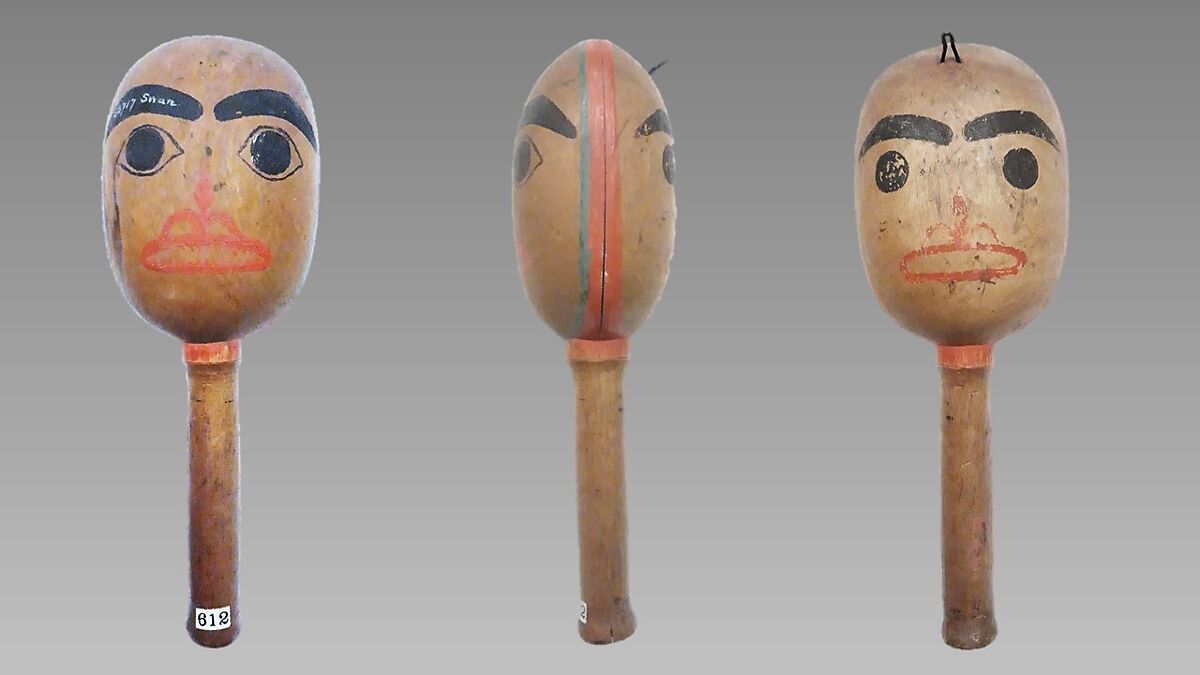 K'el-hitaga'ngo (rattle), wood, pebbles, polychrome, Native American (Ahtna) 
