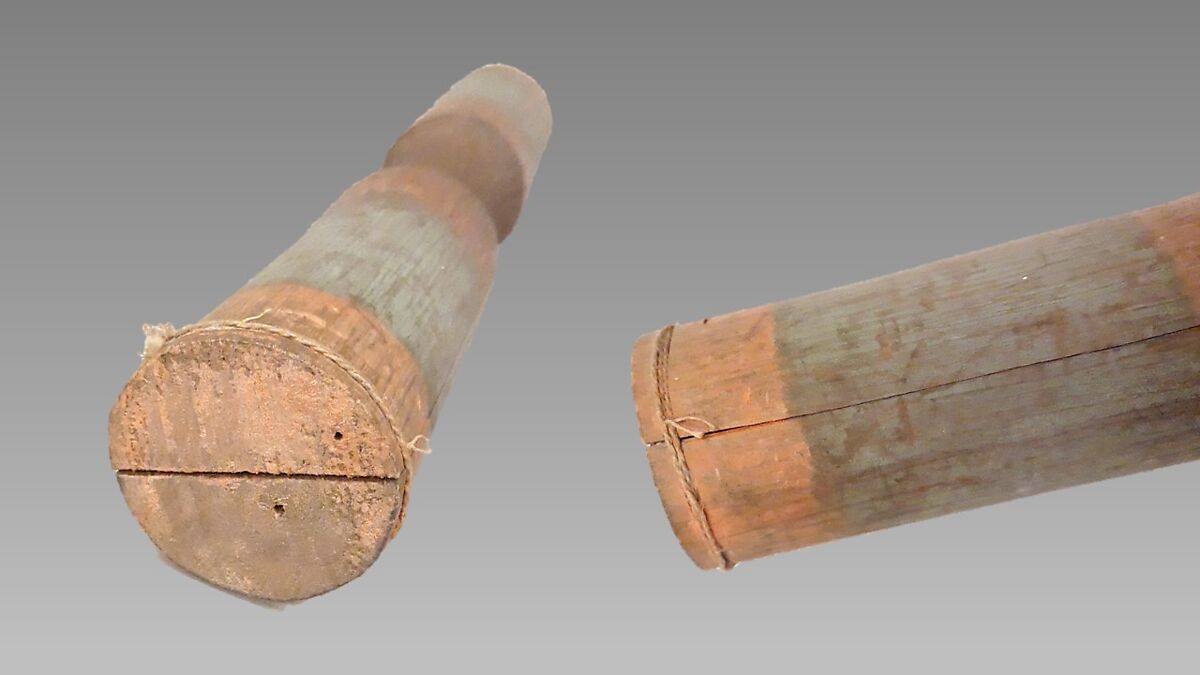 Rattle, Probably Nootka, Wood, pebbles, cord, polychrome, Native American (Nootka probably)