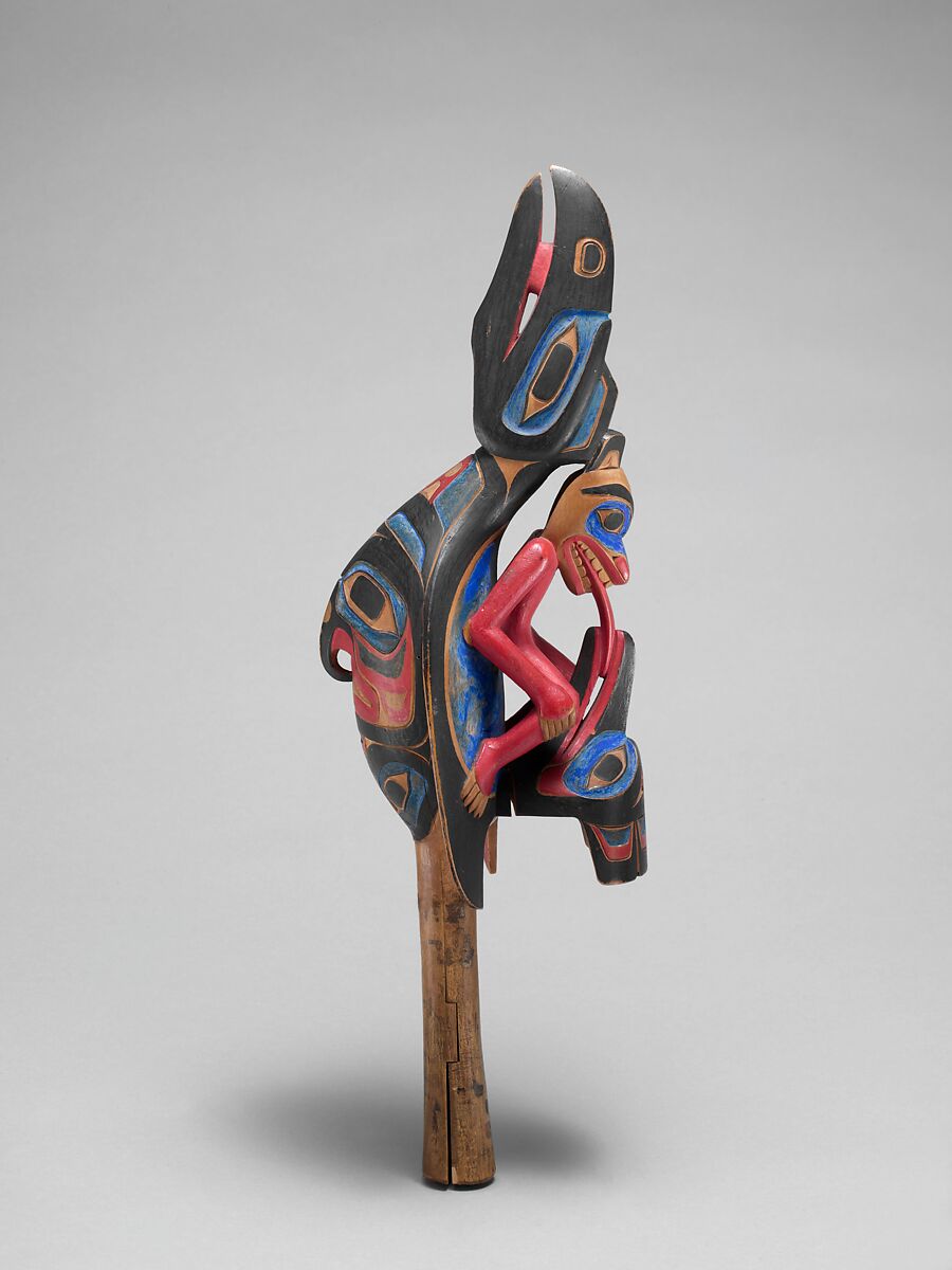 Raven Rattle, Wood, pebbles, polychrome, Native American (Tshimshian probably) 