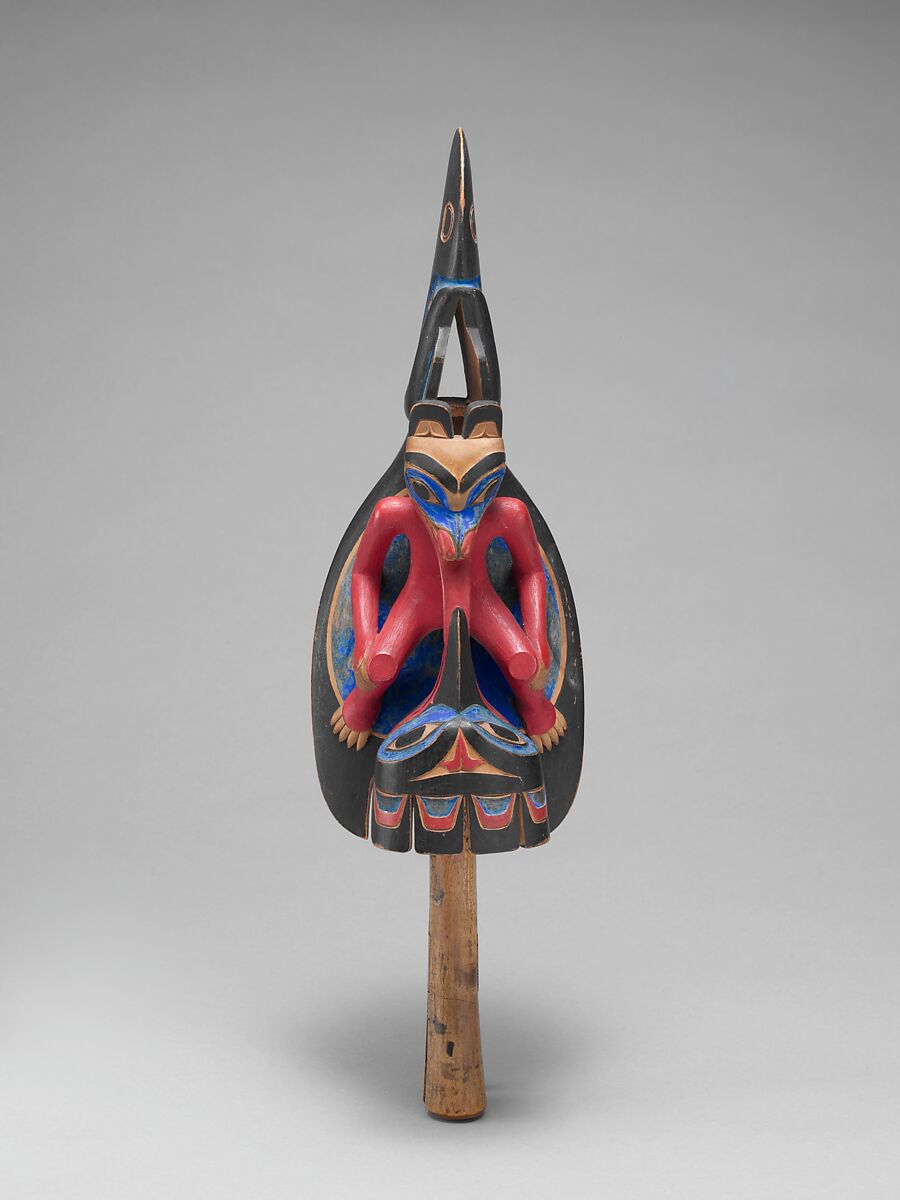 Raven Rattle, Wood, pebbles, polychrome, Native American (Tshimshian probably)