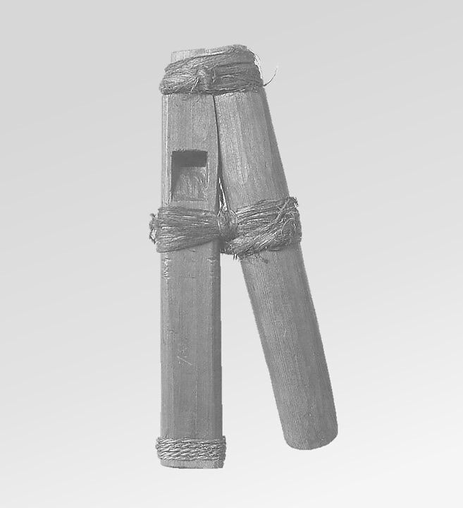 Reed Pipe and Whistle, red cedar or spruce, Bark strips, Native American (Koluschar, possibly Ahtna)