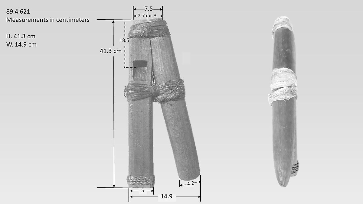 Reed Pipe and Whistle, red cedar or spruce, Bark strips, Native American (Koluschar, possibly Ahtna)