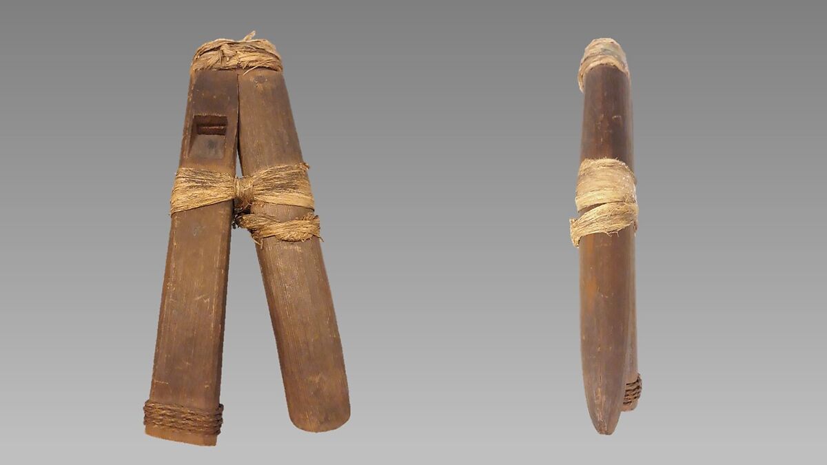 Reed Pipe and Whistle, red cedar or spruce, Bark strips, Native American (Koluschar, possibly Ahtna) 