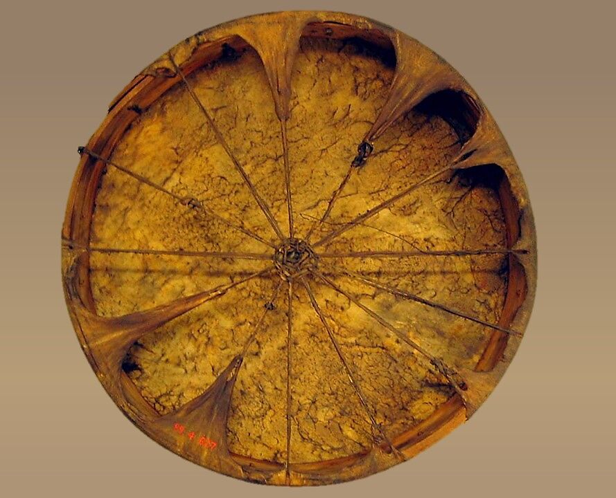 Frame Drum, wood, hide, paint, Native American (Tsa-Tinne?, Northern Athapascan) or (Southern Plains)