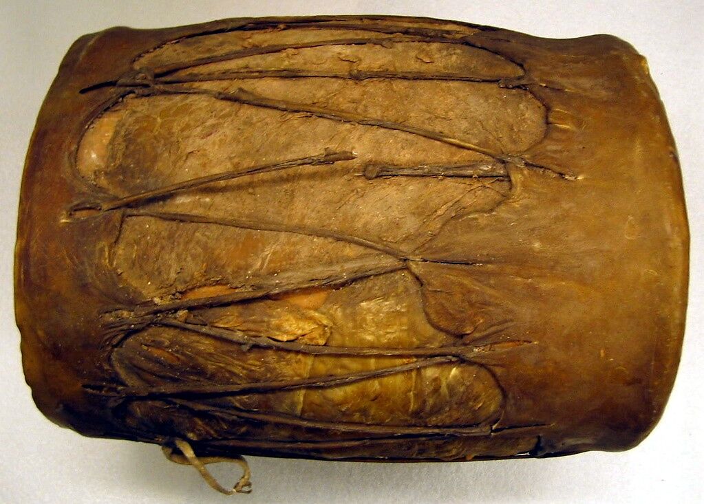 Drum, Hopi Tribe; Shoshonean family, wood, skin, Native American (Northeastern Arizona)