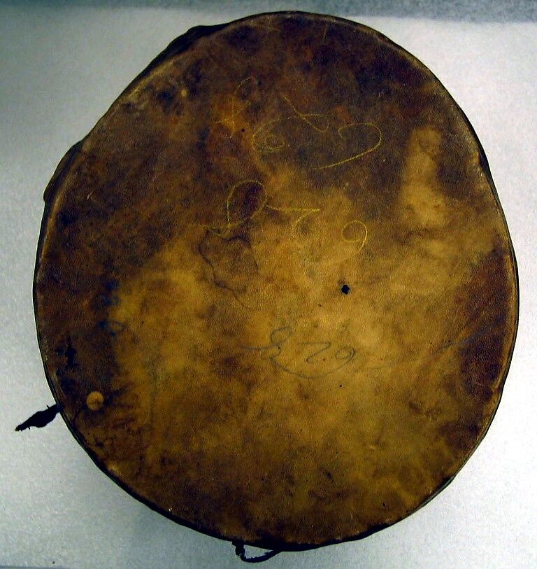 Drum, Hopi Tribe; Shoshonean family, wood, skin, Native American (Northeastern Arizona)