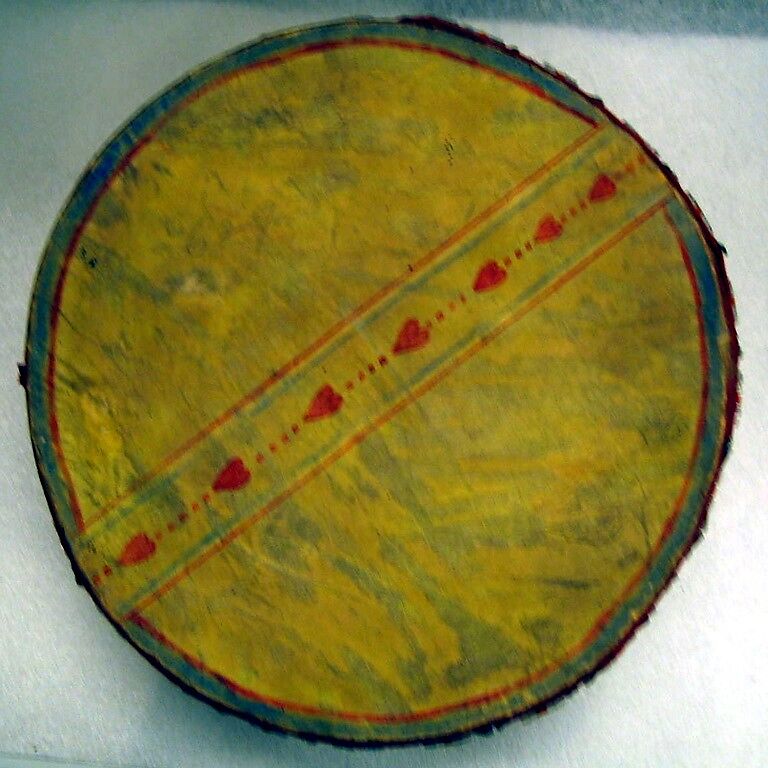 Drum, wood, skin, and various materials, Native American (Creek, Muskhogean family)