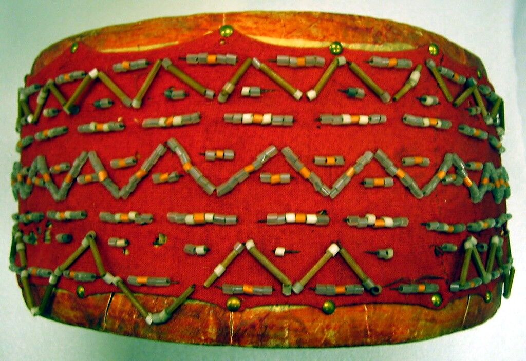 Drum, wood, skin, and various materials, Native American (Creek, Muskhogean family)