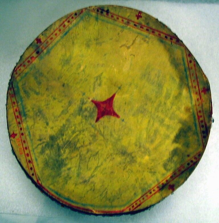 Drum, wood, skin, and various materials, Native American (Creek, Muskhogean family)
