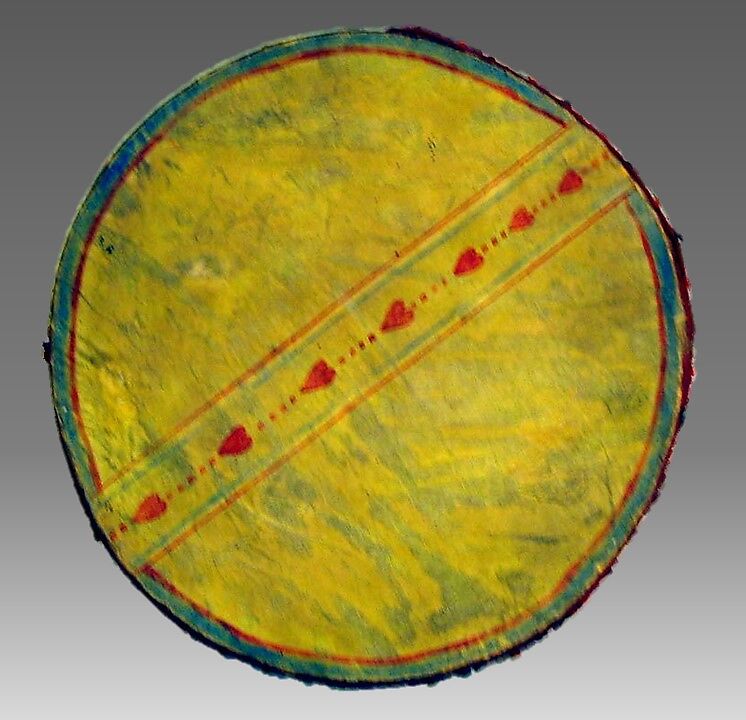 Drum, wood, skin, and various materials, Native American (Creek, Muskhogean family)