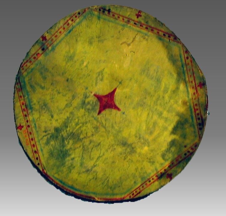 Drum, wood, skin, and various materials, Native American (Creek, Muskhogean family)