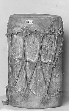 Drum, Hopi Tribe; Shoshonean family, wood, skin, Native American (Northeastern Arizona)
