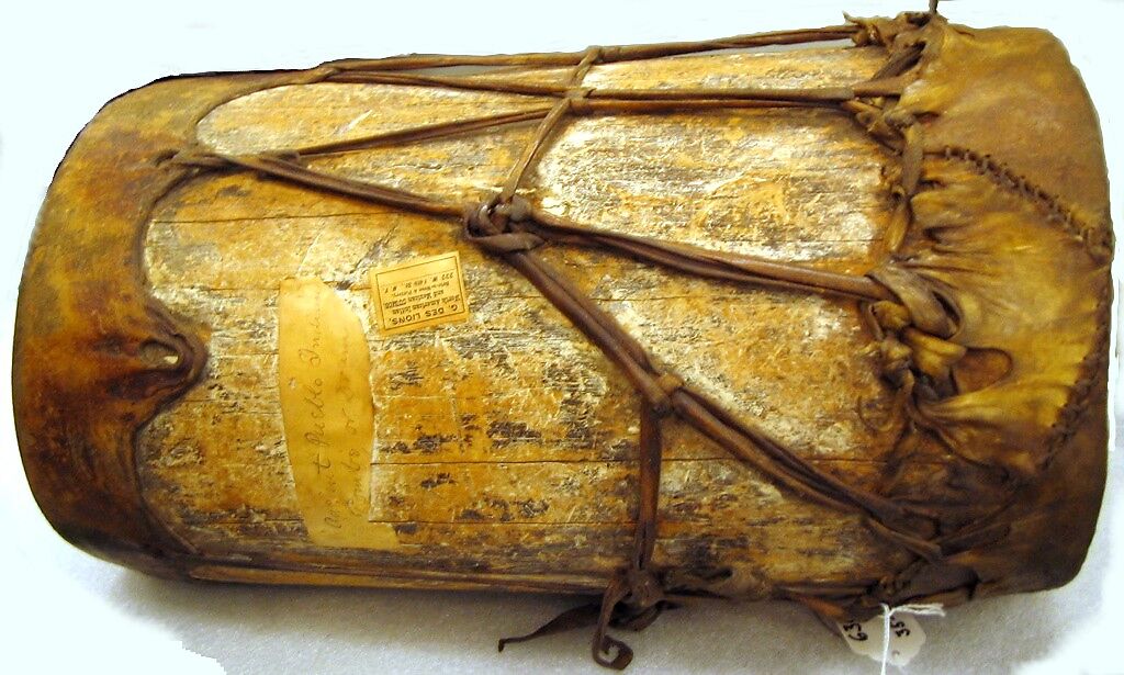 Drum, Hopi Tribe; Shoshonean family, wood, skin, Native American (Northeastern Arizona)
