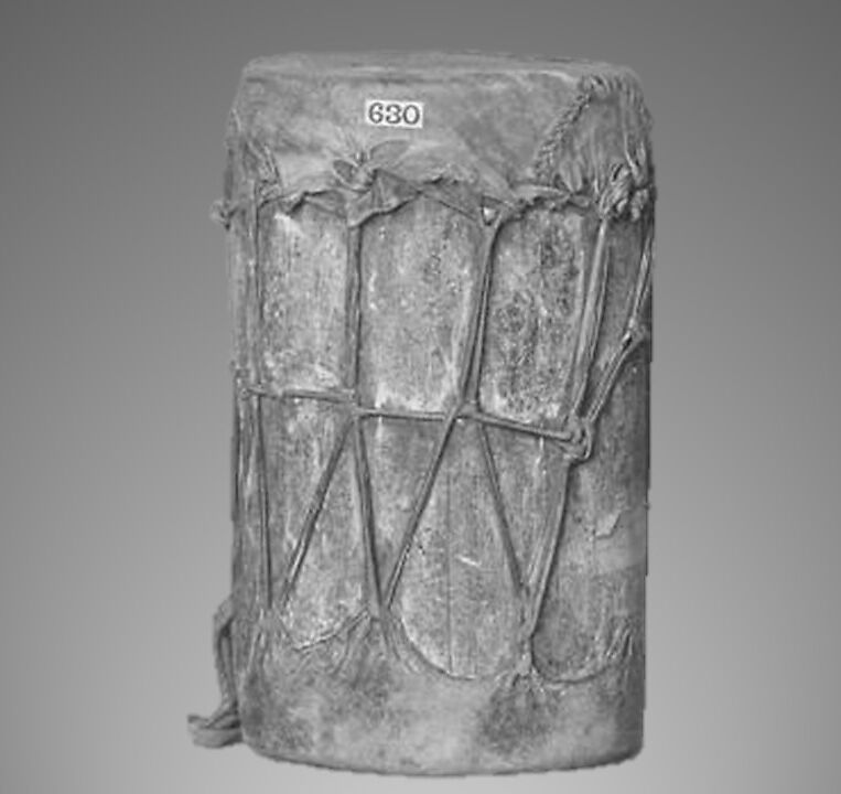 Drum, Hopi Tribe; Shoshonean family, wood, skin, Native American (Northeastern Arizona)