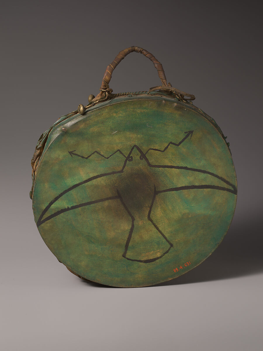 Wakan-chan-cha-gha (frame drum), Sioux or Dakota tribe, Wood, skin, Native American (Sioux, possibly)