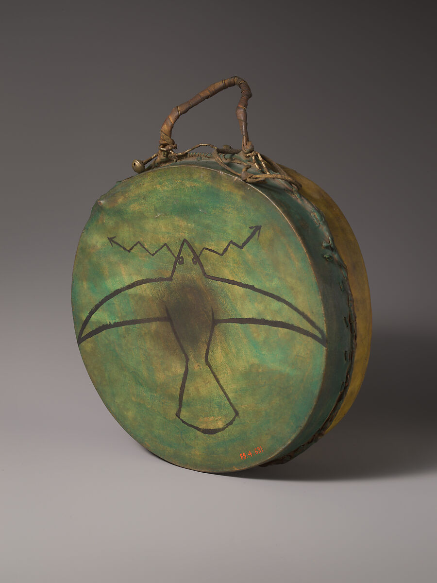 Wakan-chan-cha-gha (frame drum), Sioux or Dakota tribe, Wood, skin, Native American (Sioux, possibly)