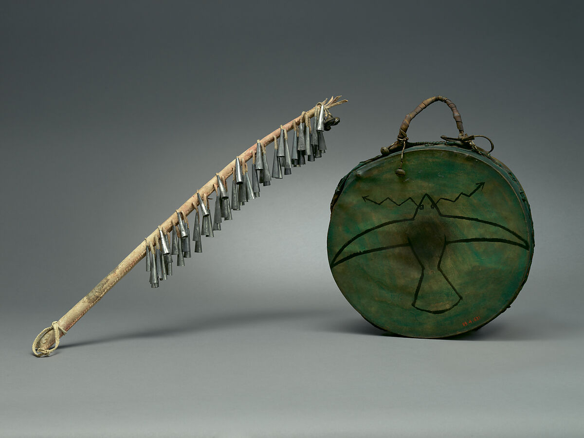 Wakan-chan-cha-gha (frame drum), Sioux or Dakota tribe, Wood, skin, Native American (Sioux, possibly)