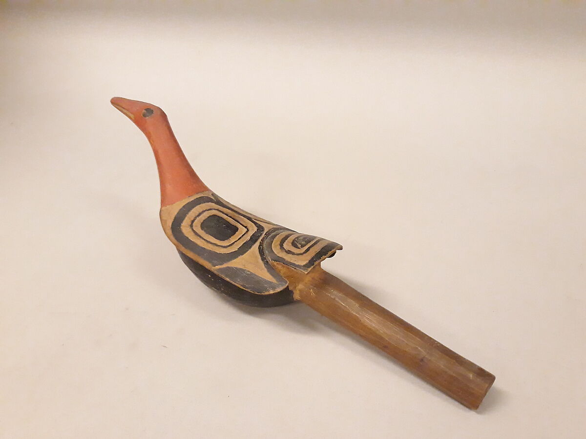 Rattle, wood, pebbles, polychrome, Native American (Nootka or Kwakiutl) 
