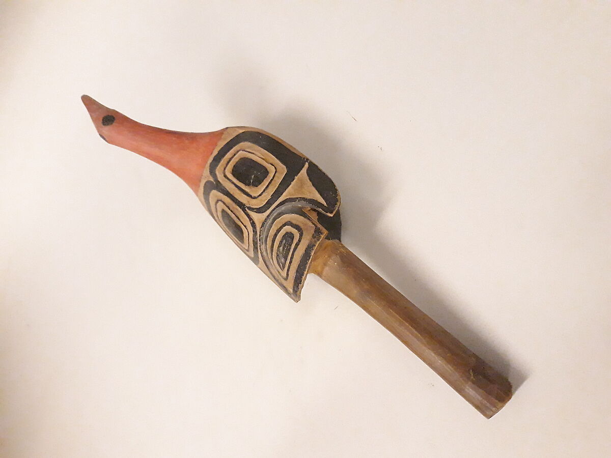 Rattle, wood, pebbles, polychrome, Native American (Nootka or Kwakiutl)