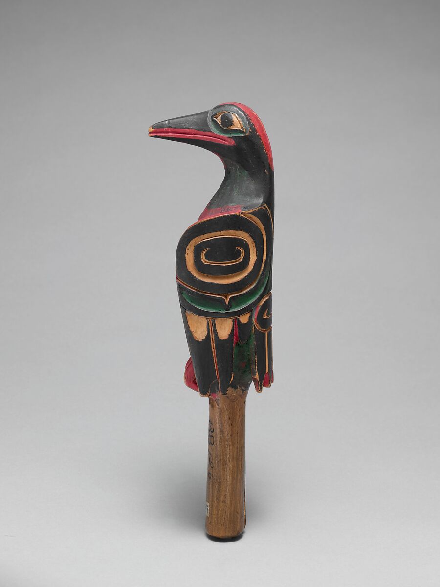 Rattle, Wood, pebbles or pellets, polychrome, Native American (Haida)