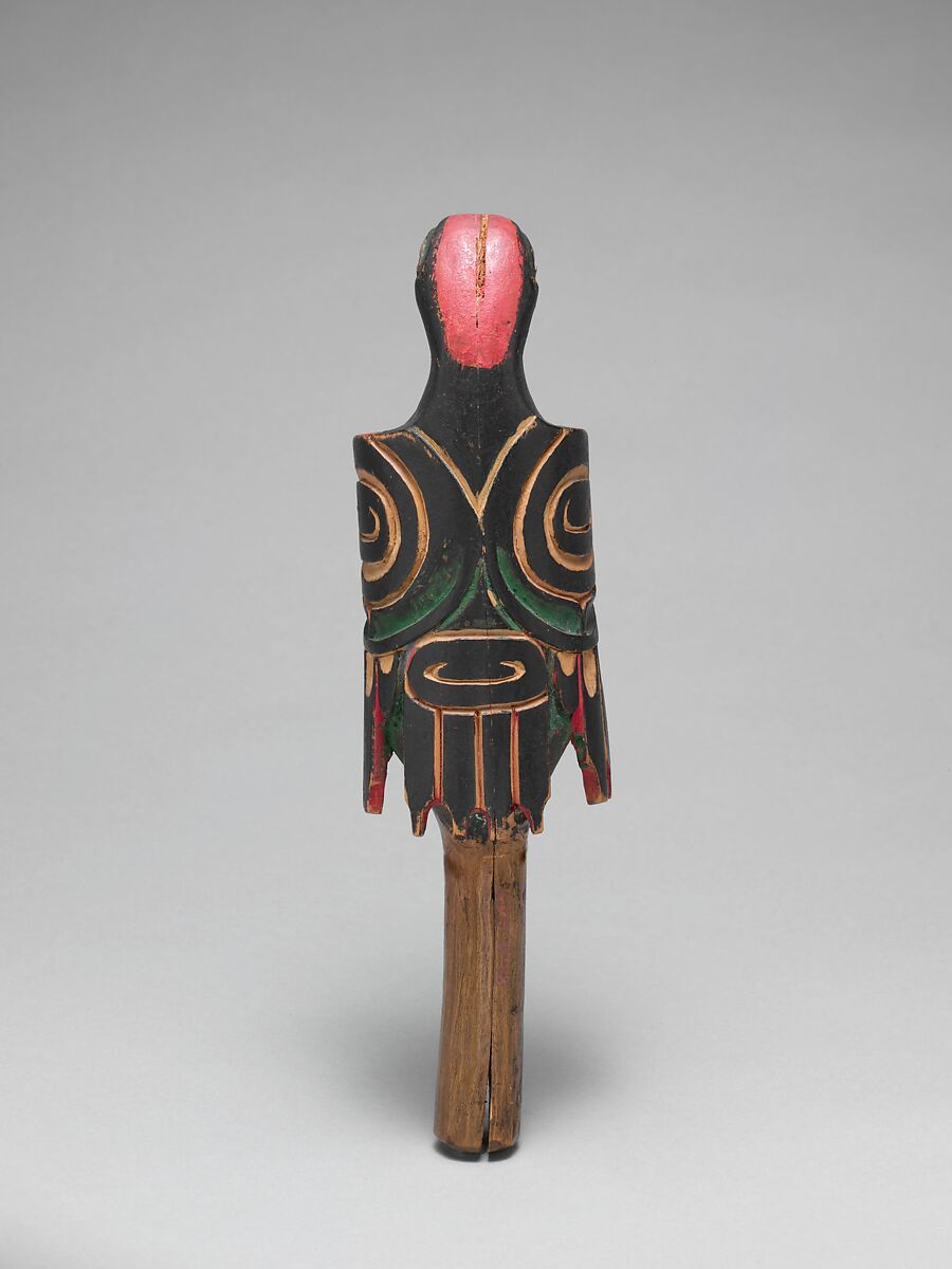 Rattle, Wood, pebbles or pellets, polychrome, Native American (Haida)