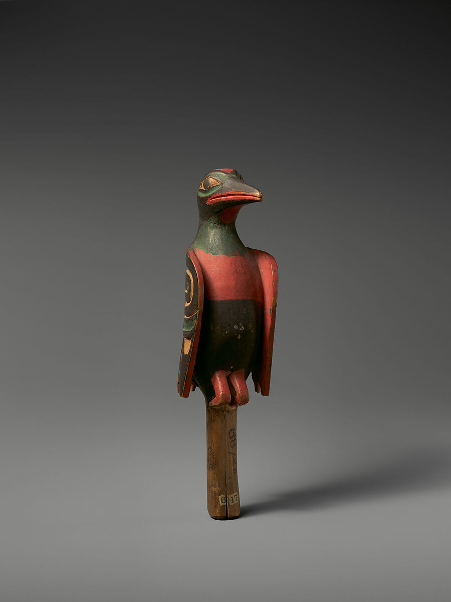 Rattle, Wood, pebbles or pellets, polychrome, Native American (Haida)