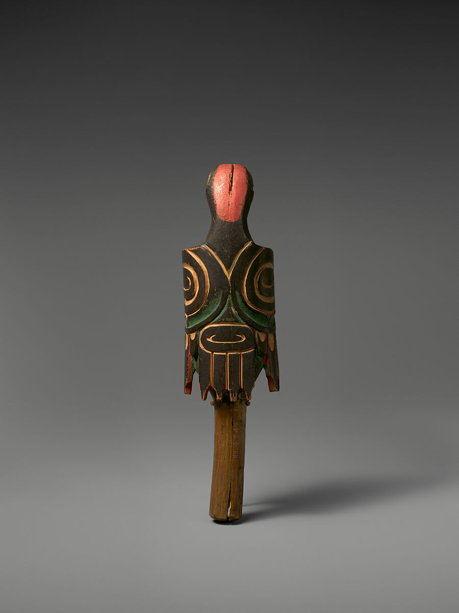 Rattle, Wood, pebbles or pellets, polychrome, Native American (Haida)