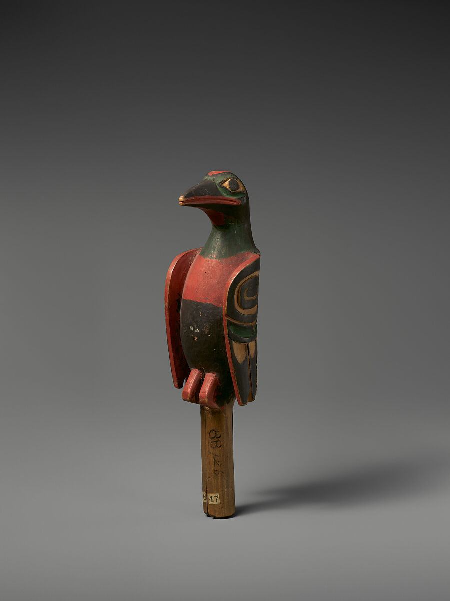 Rattle, Wood, pebbles or pellets, polychrome, Native American (Haida)