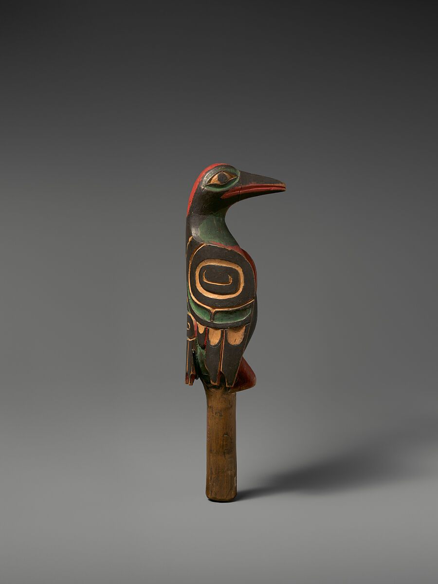Rattle, Wood, pebbles or pellets, polychrome, Native American (Haida)