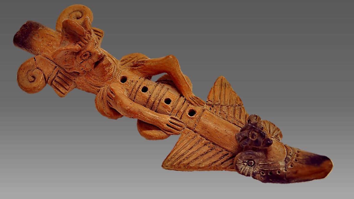Pottery Flute, clay, Mexican 