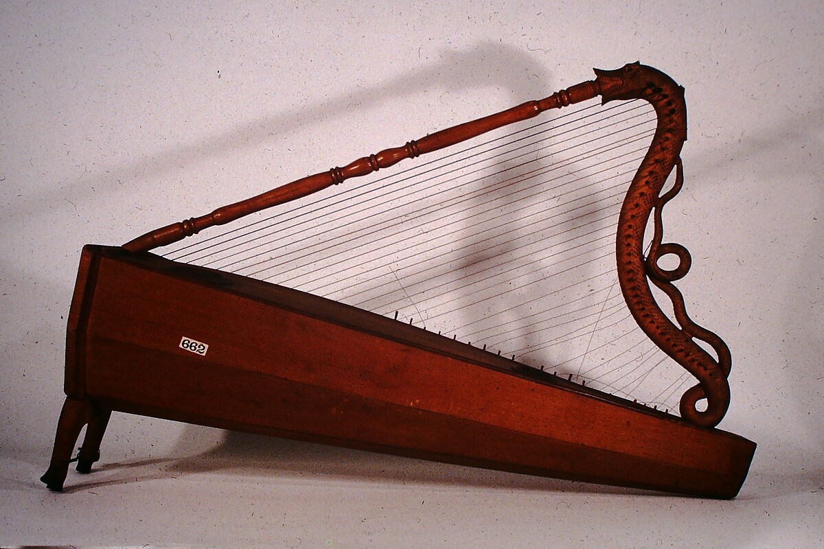 Harp, wood, glass, Mexican 