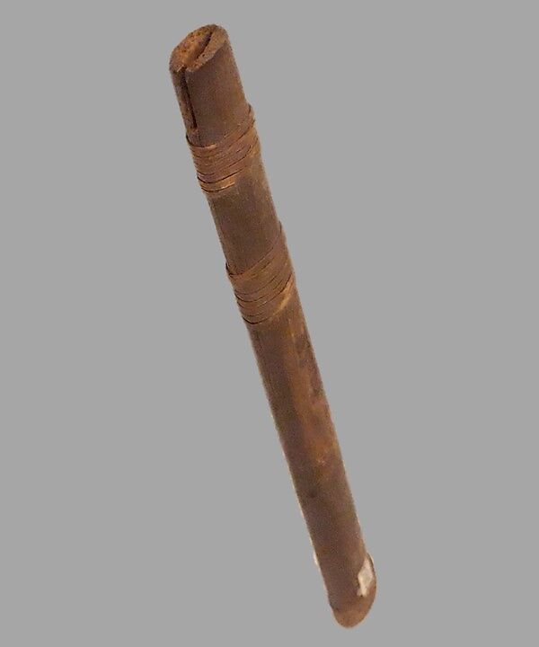Reed Pipe, wood (red cedar or spruce), spruce root, Native American (Haida)