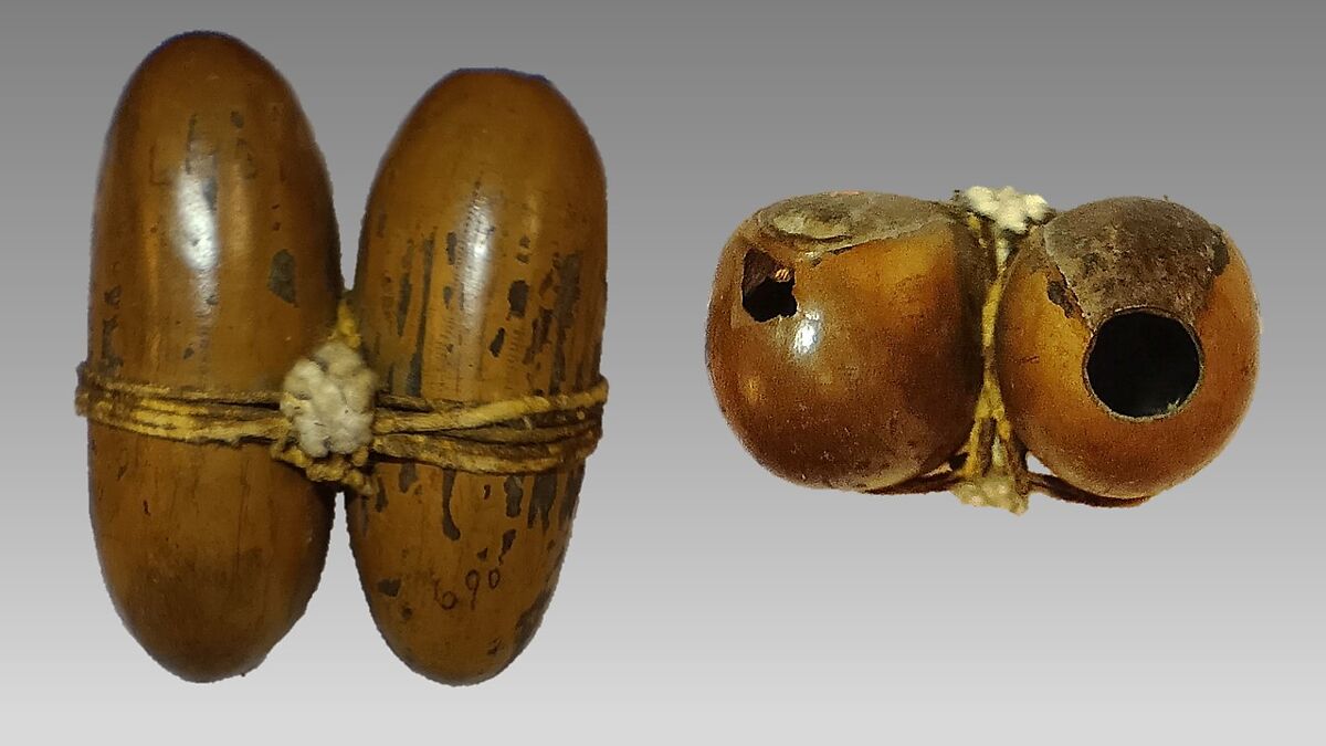 Humming nuts, nut or fruit shells, cord, Native American (Guyanese)