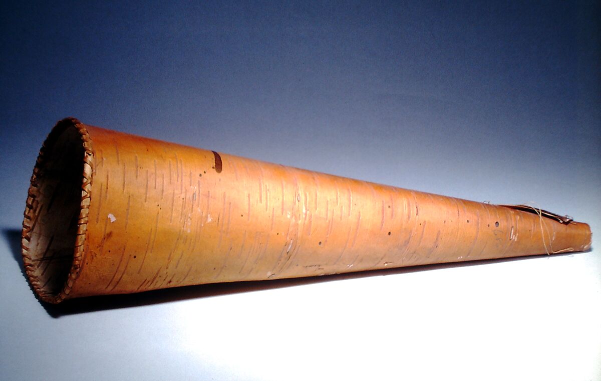 Bark Trumpet / Moose Call, birch bark, cord, Native American (Mi’kmaq) 