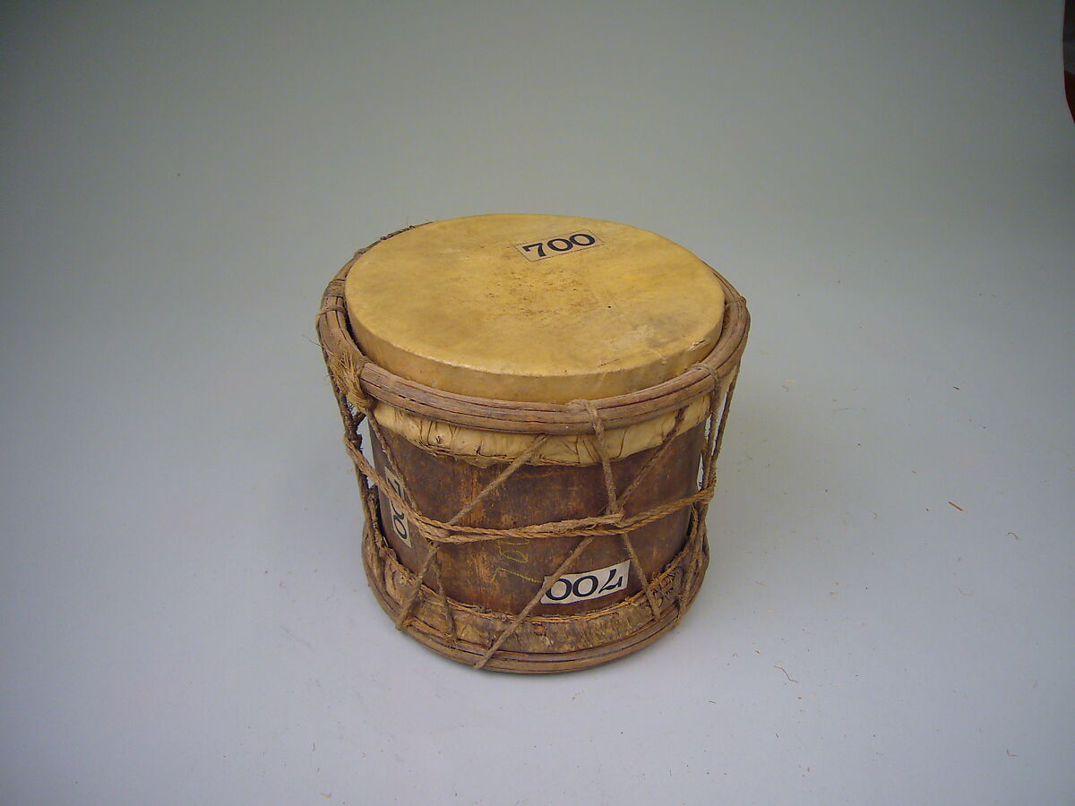 Drum, Wood, skin, fiber cord, Native American (Guyanese: Demerara) 