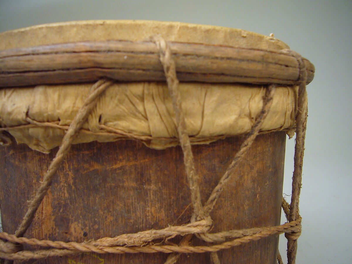 Drum, Wood, skin, fiber cord, Native American (Guyanese: Demerara)