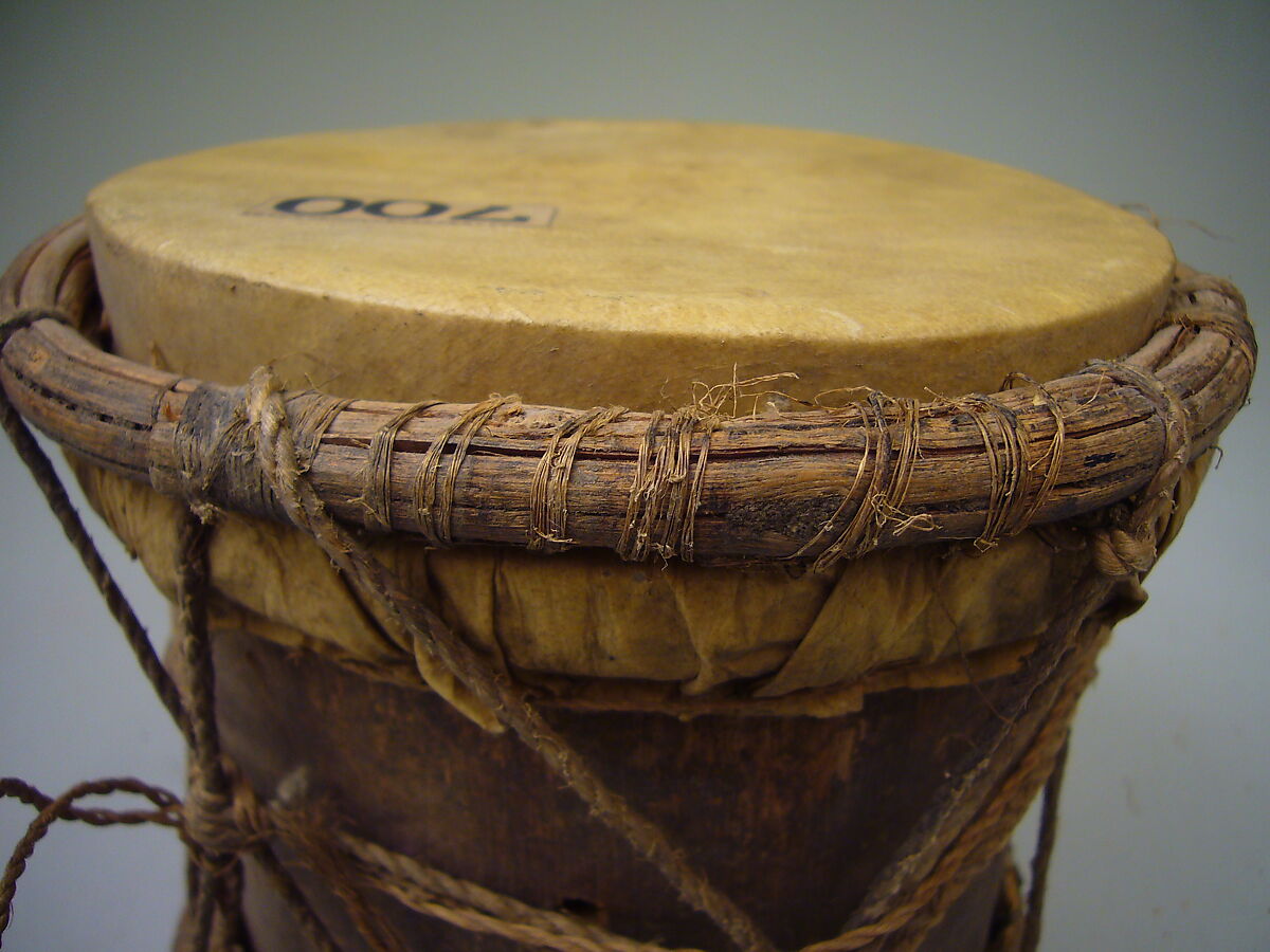 Drum, Wood, skin, fiber cord, Native American (Guyanese: Demerara)