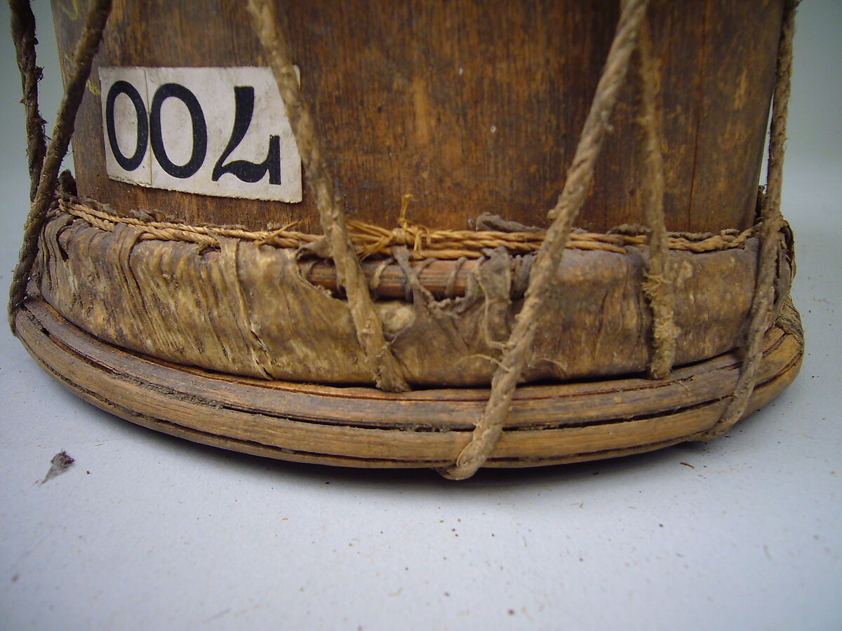 Drum, Wood, skin, fiber cord, Native American (Guyanese: Demerara)