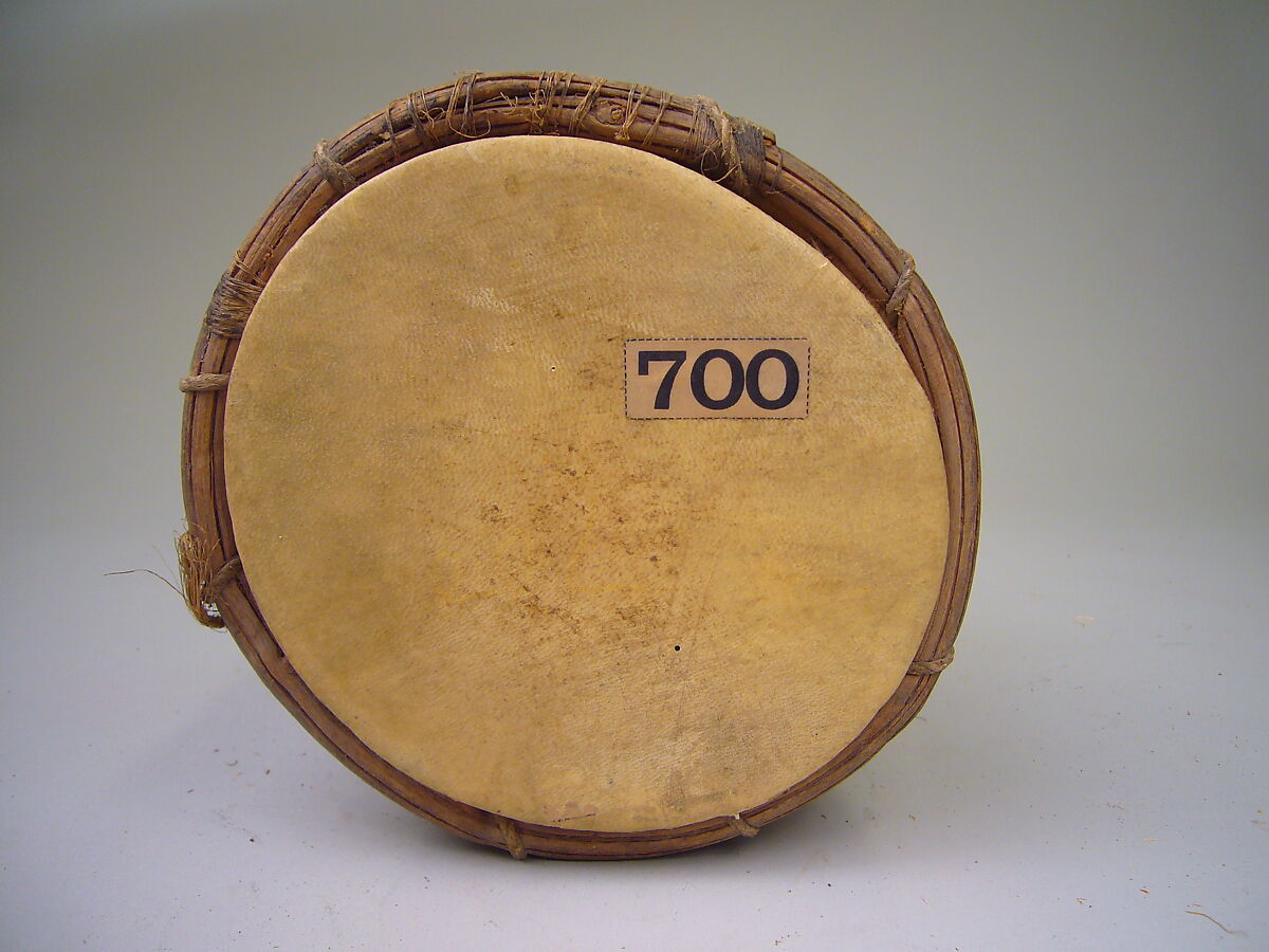 Drum, Wood, skin, fiber cord, Native American (Guyanese: Demerara)