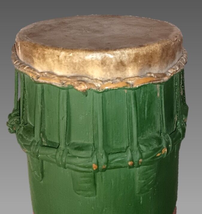 Dogdog lojor, Wood, hide, fiber, Javanese (Sunda)