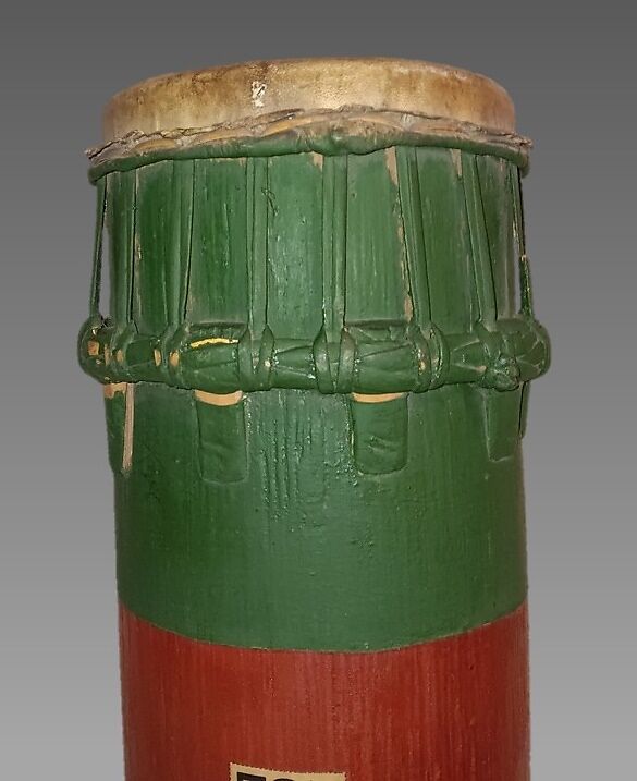 Dogdog lojor, wood, fiber, hide, Javanese